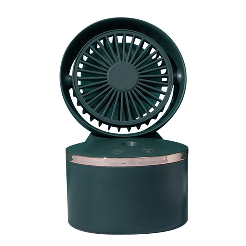 2 in 1 Mini Humidifier Air Cooler Fan USB Rechargeable Cooling Fan Misting Humidifier Purifier for Bedroom Office Green