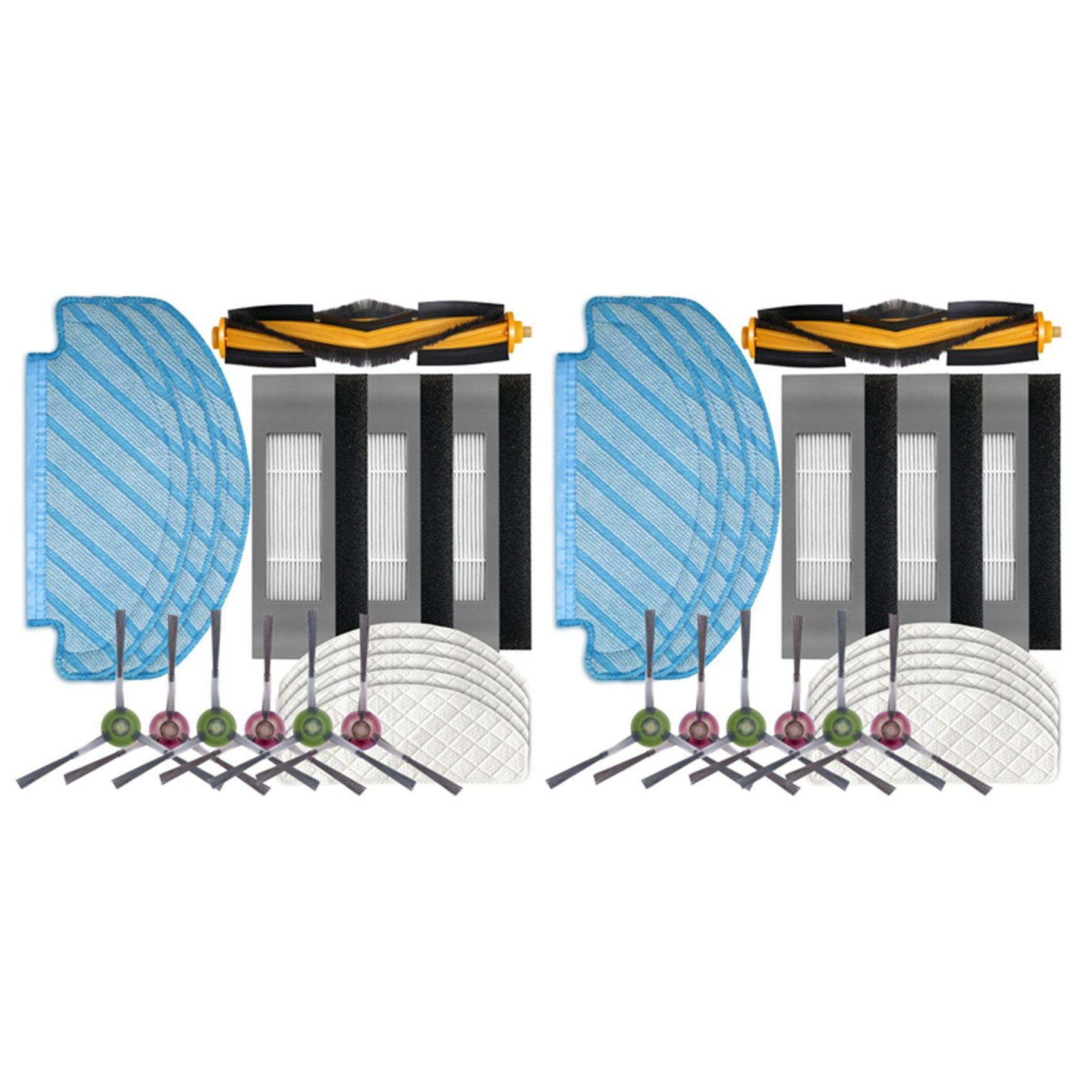 2X Filter Brush Mop Cloth Set for Ecovacs Deebot Ozmo T8 Vacuum Cleaner Parts for Floor Cleaning