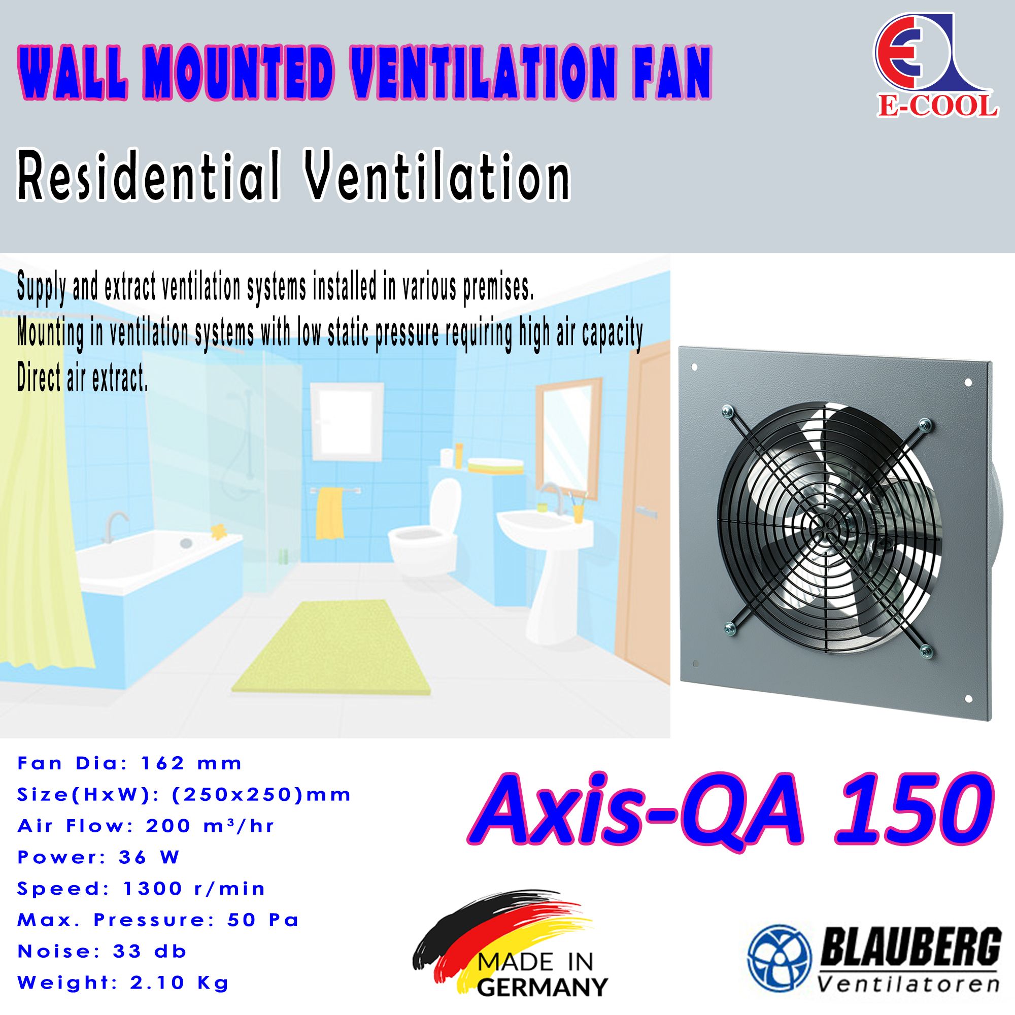 TOILET FAN FOR EXHAUST