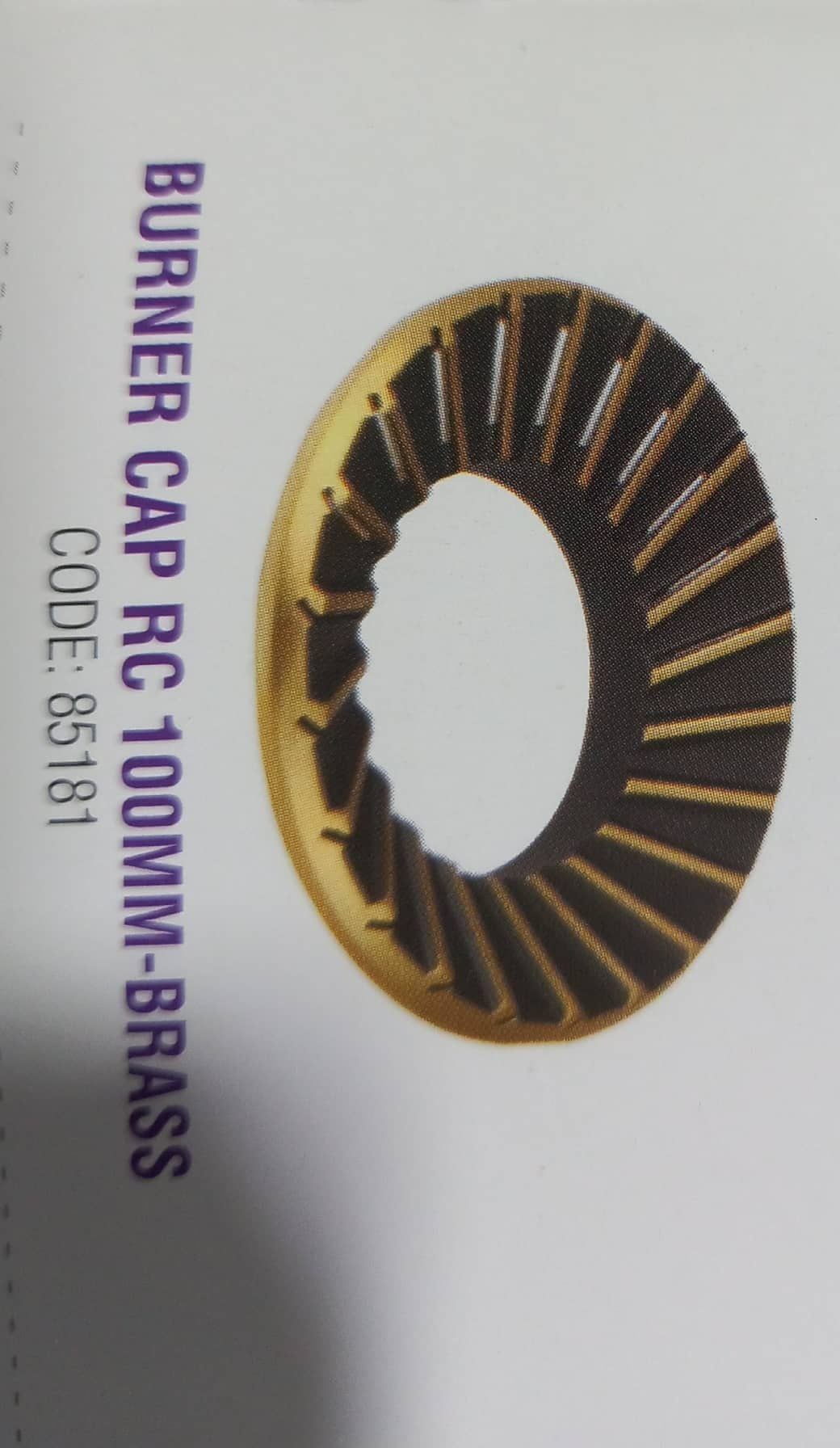 Burner Cap 100mm Brass