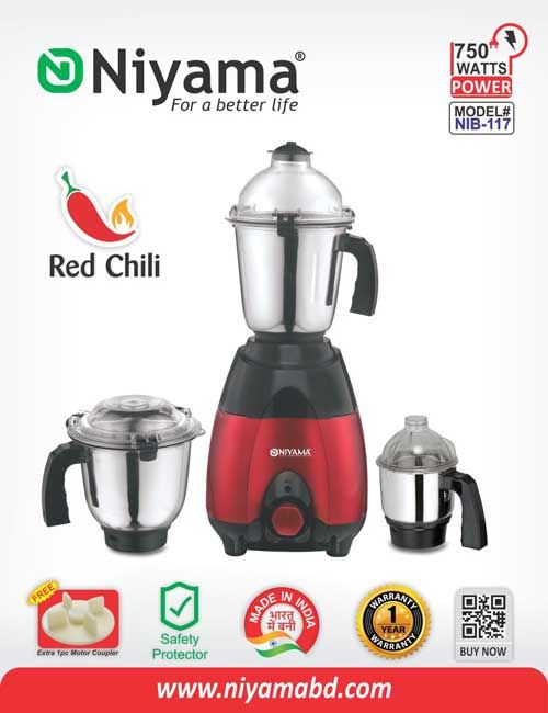 New technology used Niya_ma blender and 3 in 1 mixer grinder -NIB 117 RED CHILI