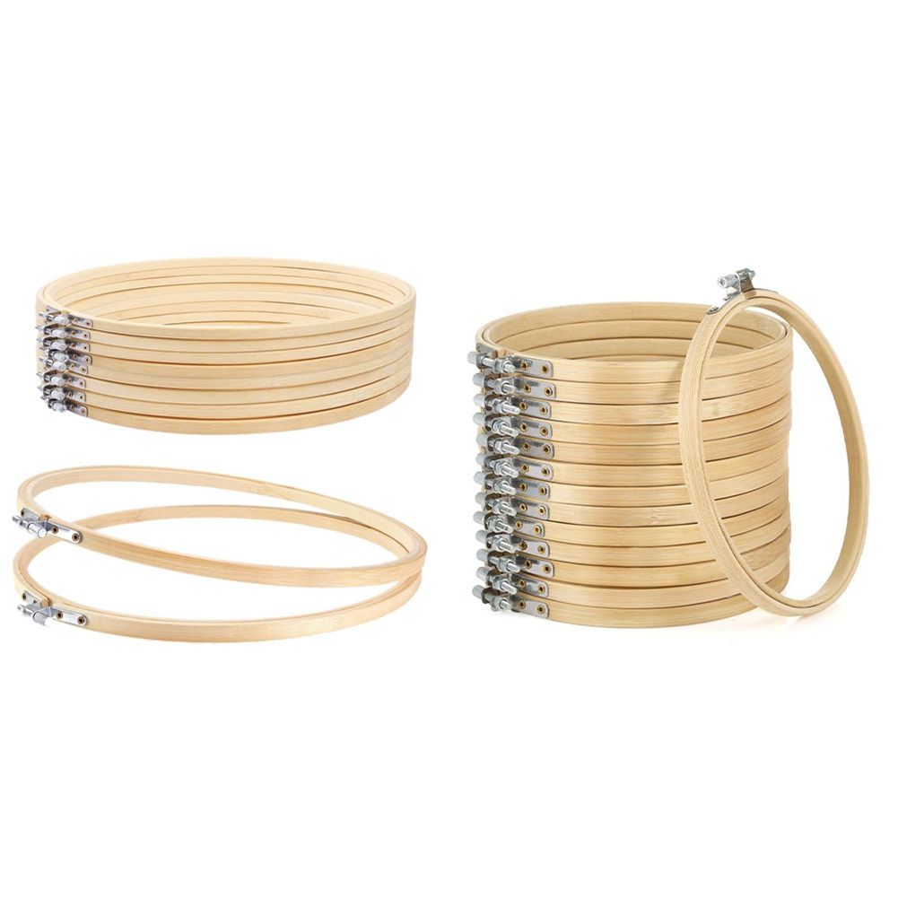 24 Pcs Embroidery Hoops Bulk Cross Stitch Hoop Ring for Embroidery and Cross Stitch, 10 Pcs 8 in ch & 14 Pcs 6 in ch , Bamboo Circle Cross