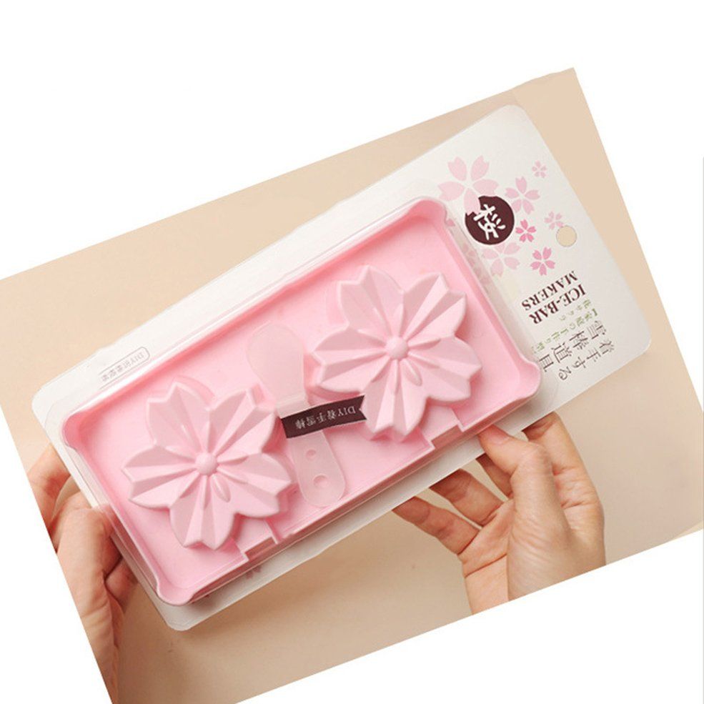 Homemade Popsicle Ice Cream Mold DIY Refrigerator Ice Cream Box Pink—Pink
