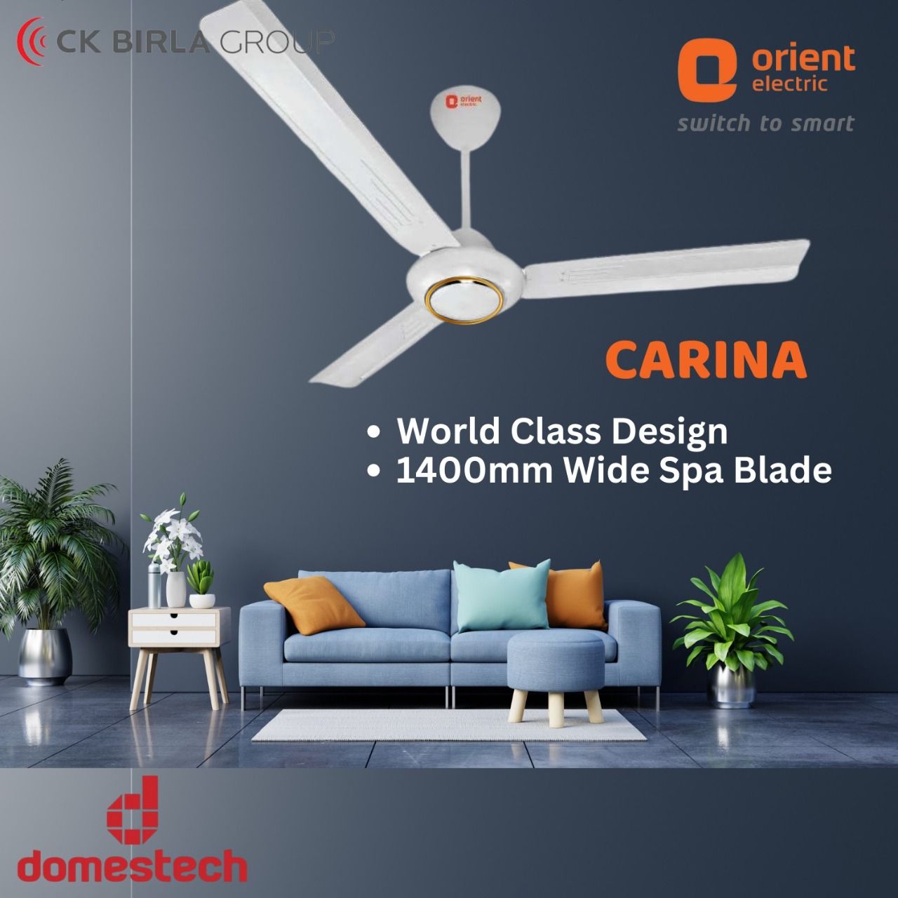 Orient Carina Big Motor 56" Ceiling Fan (Golden Ring