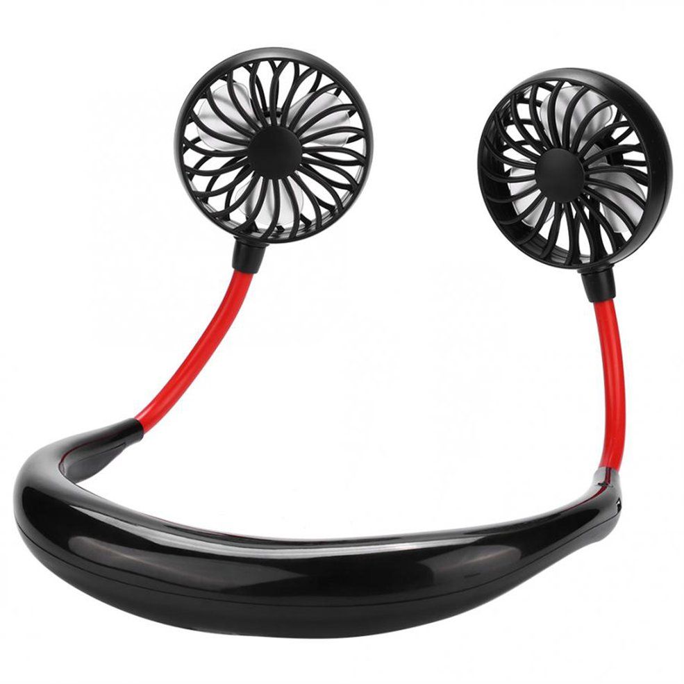 Small Neck Band Portable Mini Air Fan With Dual Fan USB rechargeable Fan