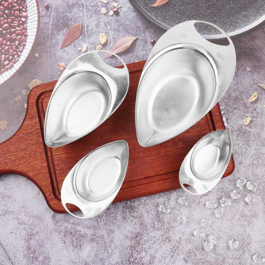4Pcs/Set Measuring Spoon Stainless Steel Cup Kitchen Cooking Tool for Bakery Home