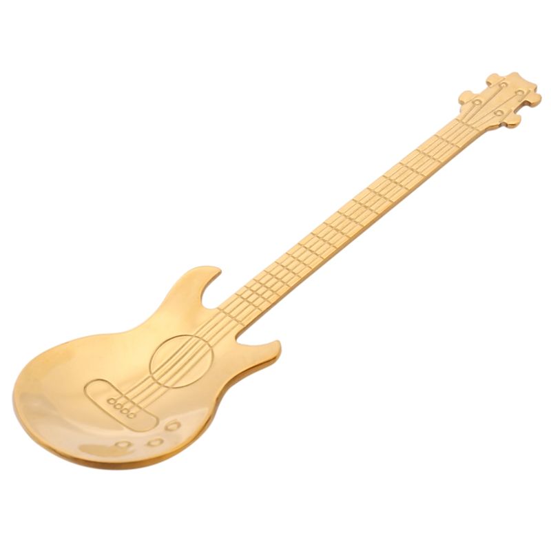 6 Pcs Coffee Guitar Spoon,Stainless Steel Colorful Dessert Spoon
