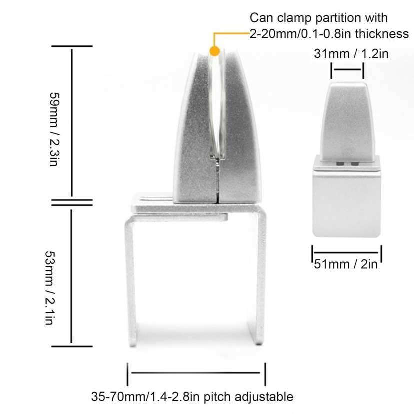 Screen Clip 2 Sets Aluminum Alloy Adjustable Clips Desktop Dividing Baffle Fixing Clamps for Home Office Glass