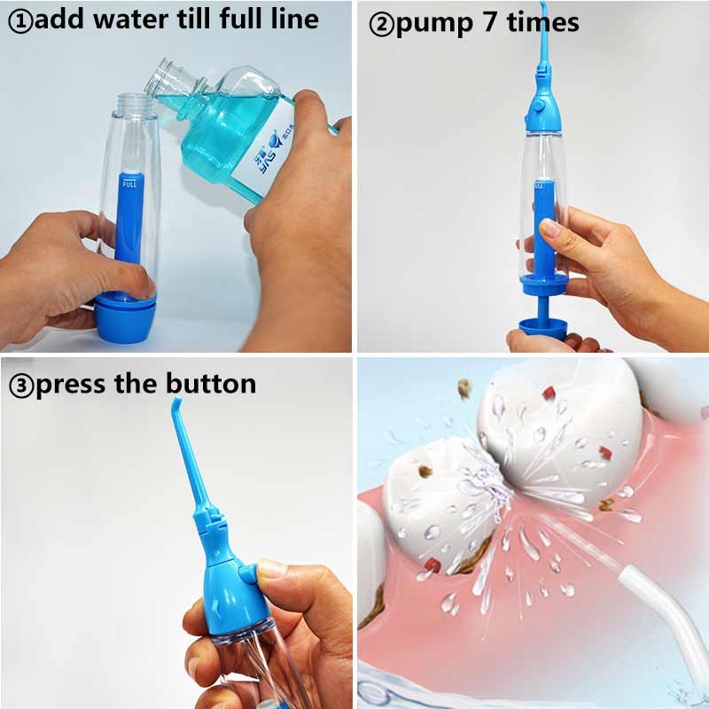 Portable Oral Irrigator Clean the Mouth Wash Your Tooth Water Irrigation Manual Water Dental Flosser No Electricity Abs