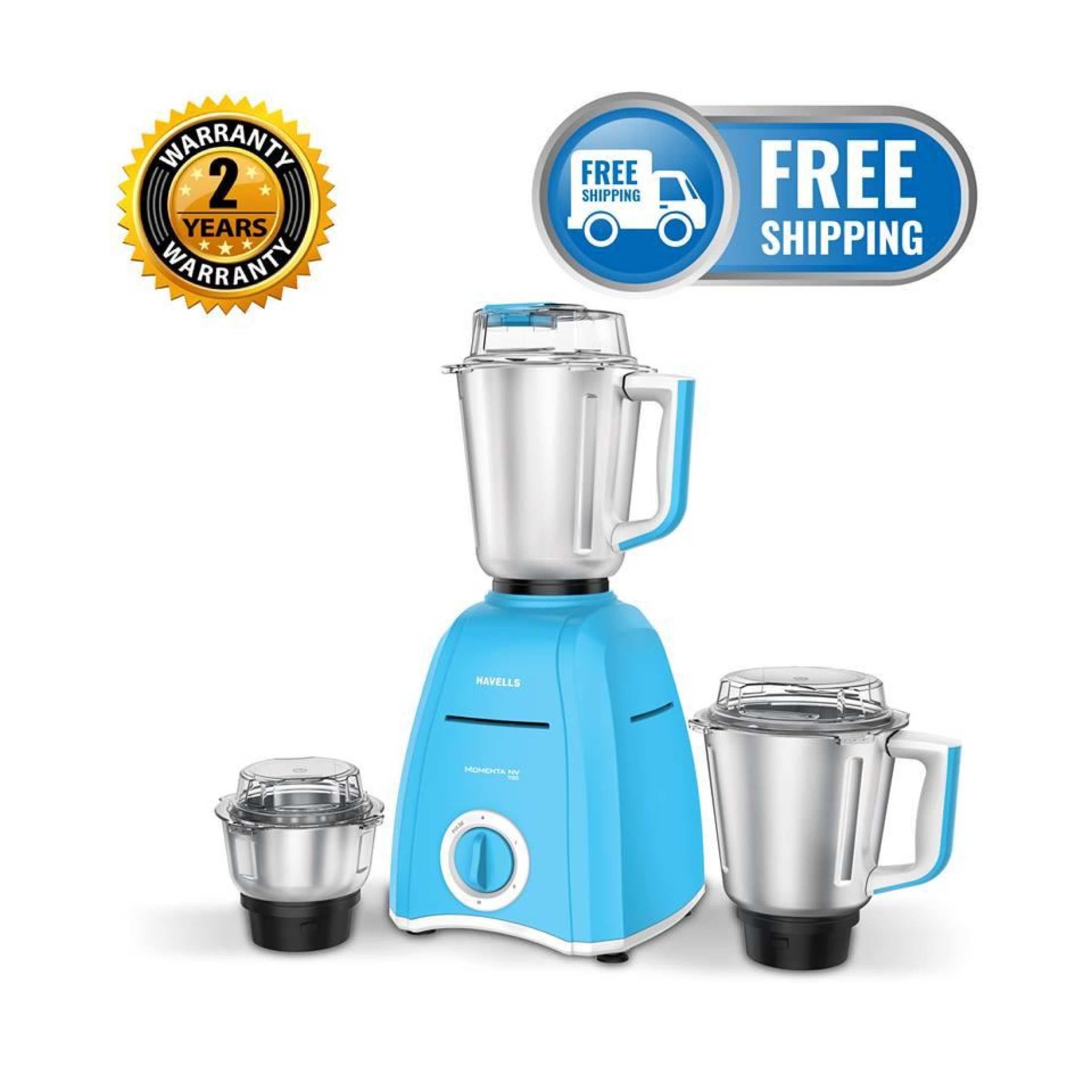 Havells Momenta NV 750W Mixer Grinder 3 SS Jars Blue Blender