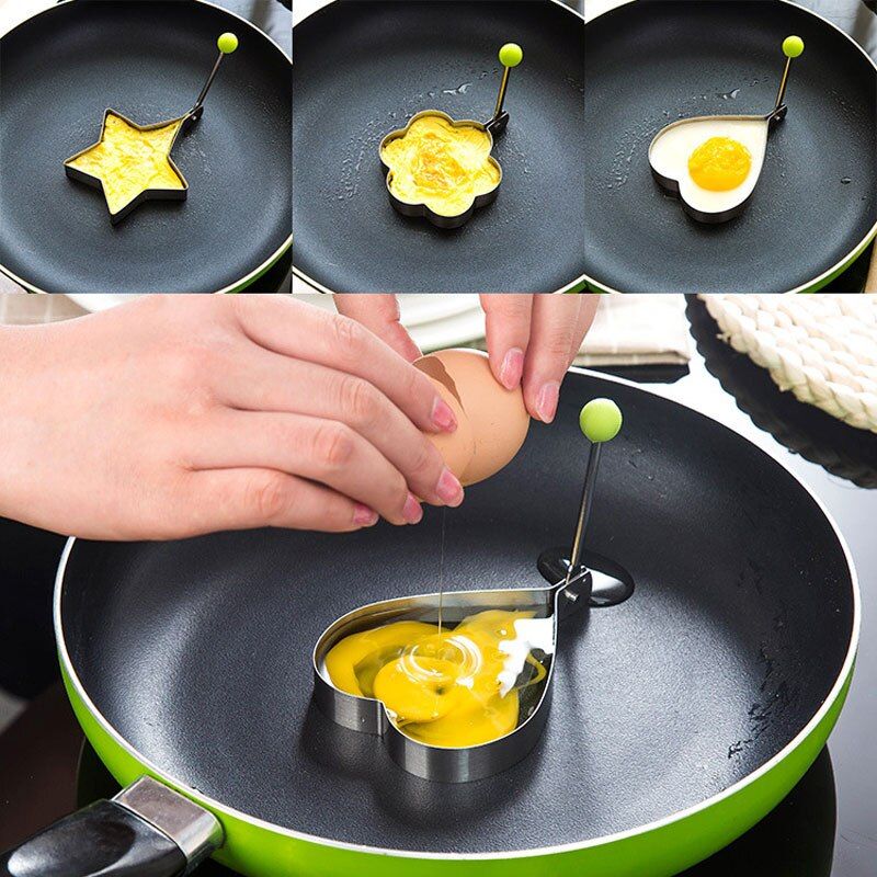 4 Pcs/set Stainless Steel Omelette Egg Frying Mold Love Flower Round Star Molds Egg Tools Kitchen Cooking Tools-