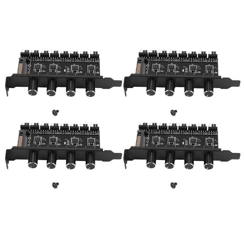 4X Pc 8 Channels Fan Hub 4 Knob Cooling Fan Speed Controller for Cpu Case Hdd VGA Pwm Fan Pci Bracket Power By 12V Fan