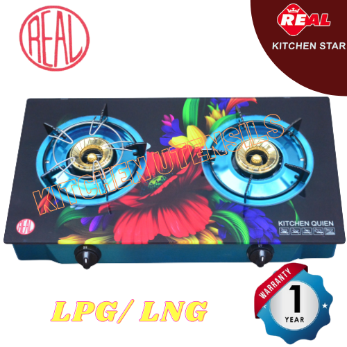 REAL Double Burner 3D Glass Gas Stove Elegant LPG/ LNG