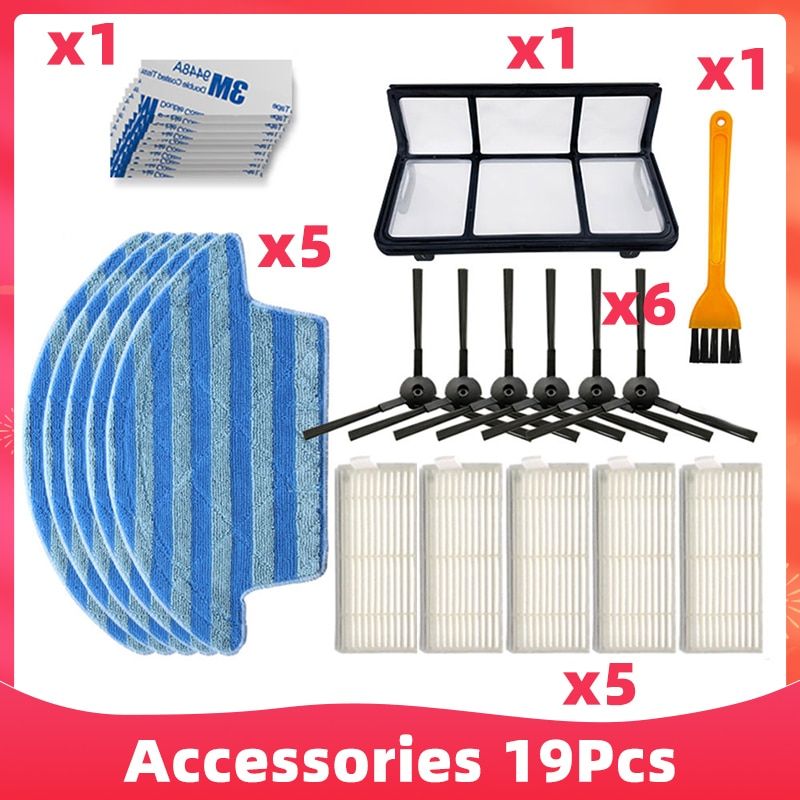 Primary Filter Side Brush Mop Rag Magic Tape Hepa Filter For Chuwi ilife V55 Pro Robot Vacuum Cleaner Replacement Spare Parts-Set 4