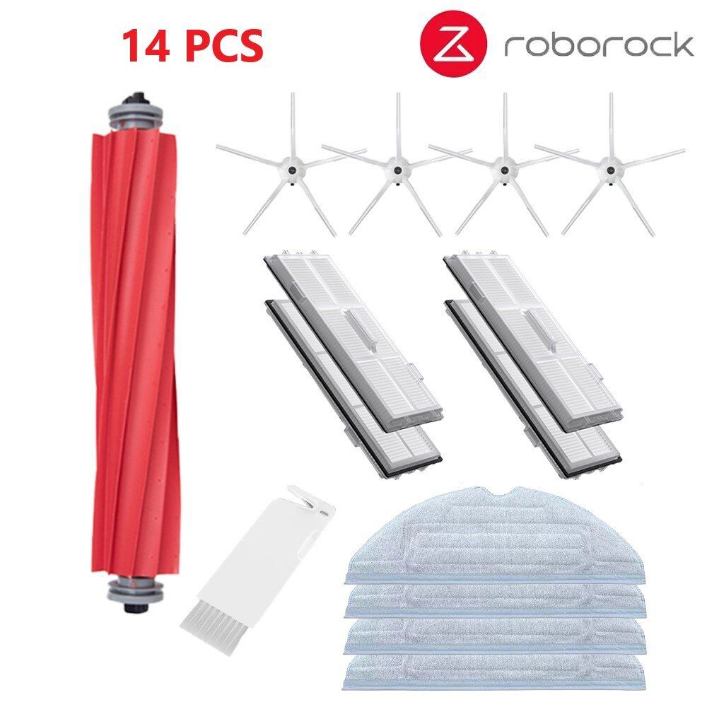 XiaoRoborock S7 S70 S75 S7Max s7MaxV T7S Plus Main Side Brush Mops Cloths HEPA Filter Kit Robotic Vacuum Cleaner Accessories-White 14pcs