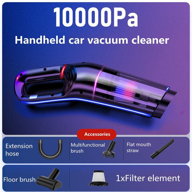 Car Vacuum Cleaner Wet And Dry Wireless Handheld Vacuum Cleaner Large Suction Power 6000pa Large Capacity For Car Household-set