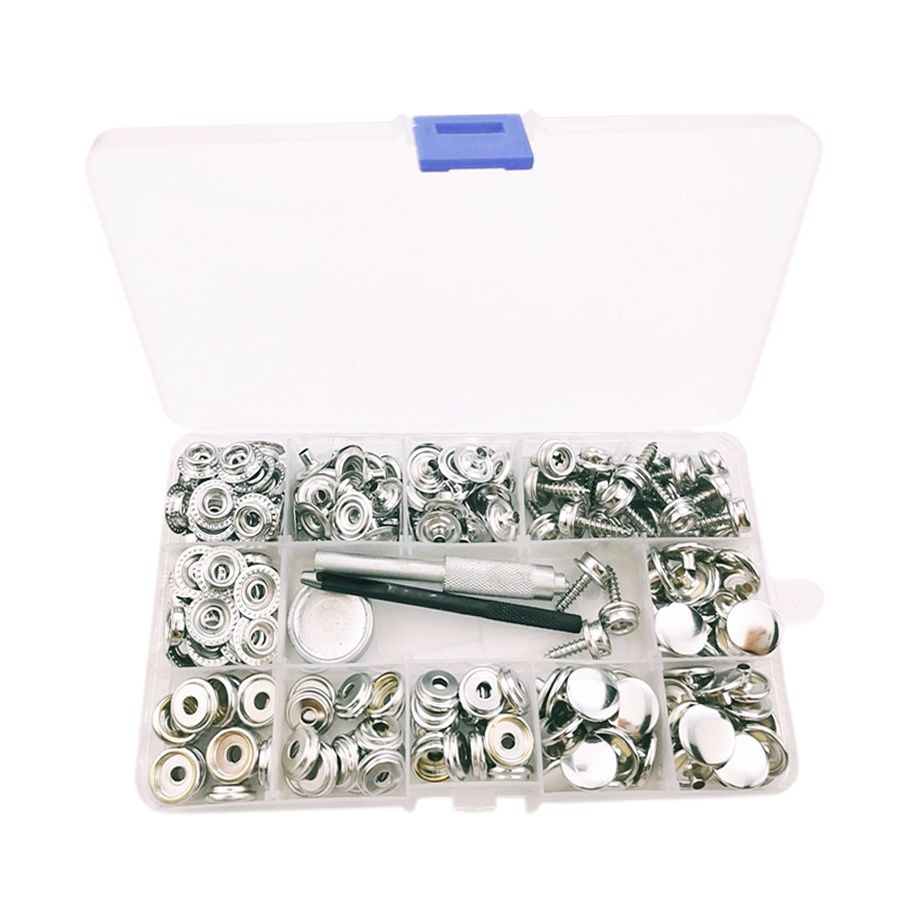 228 Piece Canvas Snap Kit - Marine Grade Stainless Steel for DIY Repair - Complete with Hole Punch and Setting Tools