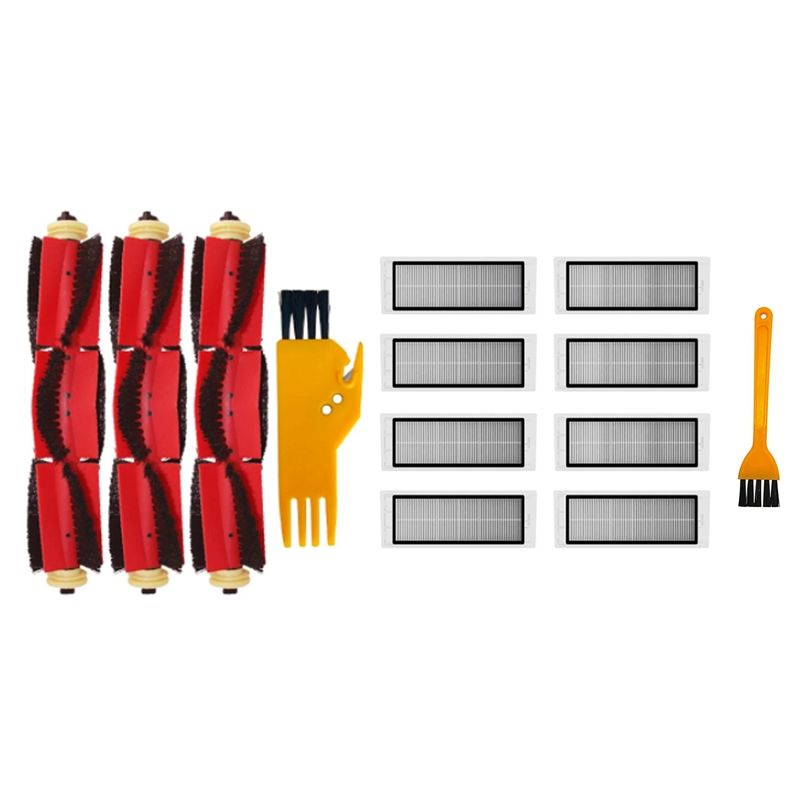 2 Set Vacuum Filter Accessories: 1 Set Washable HEPA Filter Parts & 1 Set Detachable Main Roller Brush + Cleaning Brush