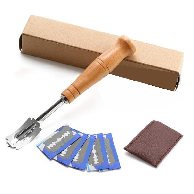 Bread Bakers Cutter Slashing Tool Dough Making Razor Wood Handle Bakeware for Bread Bakeware Kitchen with 5X Blades Exquisite Product