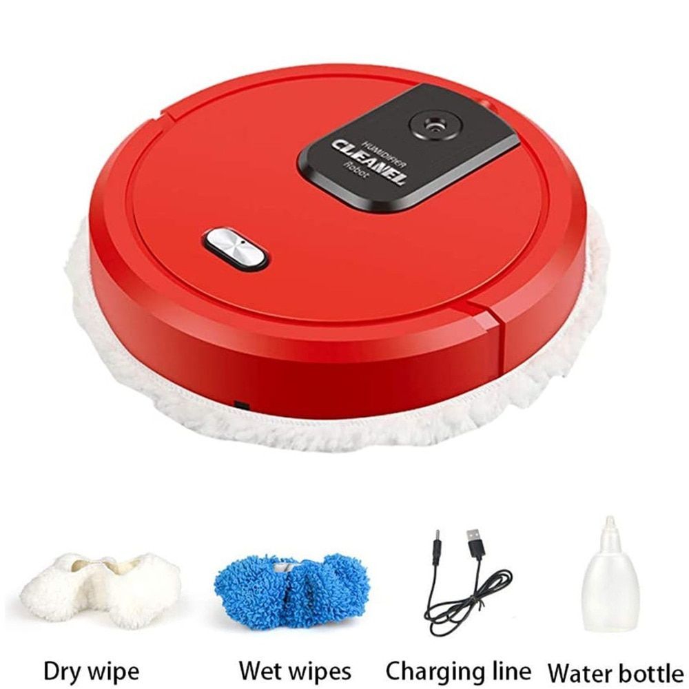 Robot Vacuum Cleaner Rechargeable Intelligent Sweep Vacuum Cleaner Humidifying Spray 3 In 1 Robot Cleaner-Red