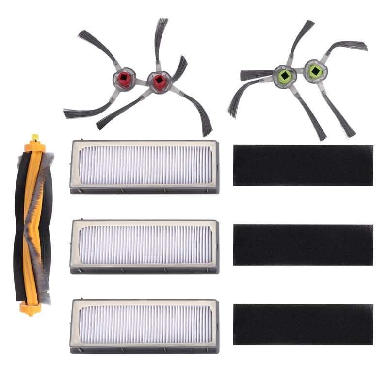 Replacement Filter and Brush Kit for ECOVACS DEEBOT 900 901 Robotic Vacuum Accessories - 8 Pack (3x Filter + 4x Side Brush+1x Main Brush)