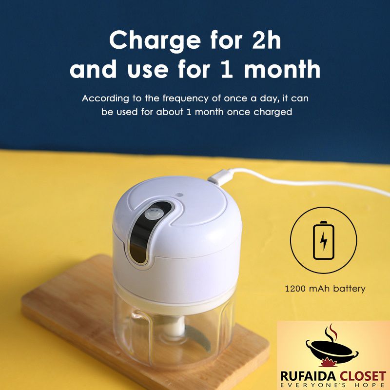 READY STOCK !!! Mini Blender | Electric Food Chopper | Portable Blender | Food Processor | Meat Grinder 250ml | USB RECHARGABLE