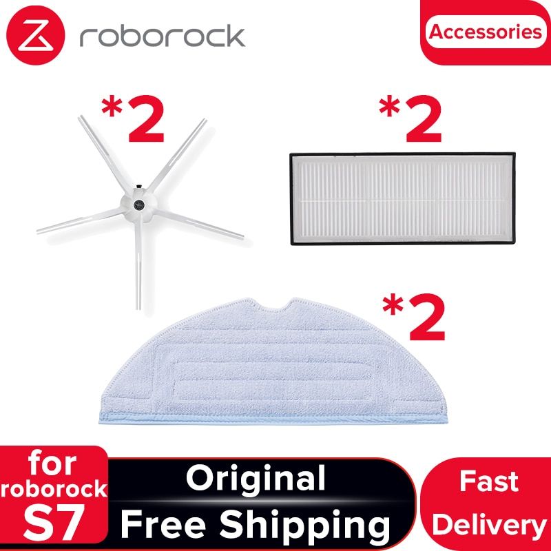 Roborock S7 Accessories Mop Cloth Accesorios Side Brush White Black Accesories Main Brush Filter Parts- for S7