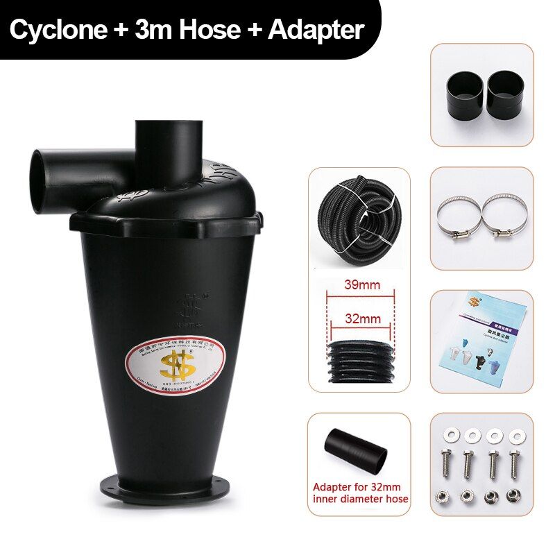 Cyclone Vacuum Cleaner Filter Cyclone Dust Collector & Flexible Hose For Cyclone Separator Vacuum Cleaner Parts-Black Cyclone Set 4