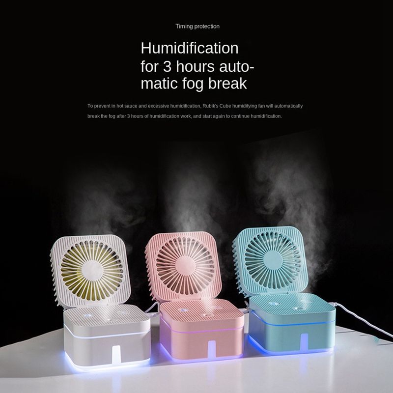 Portable Fan Table Misting Fan,Cooling Fan, 4 in 1 Mini Humidifier Spray Fan, Desk Lamp Bedroom Lamps Night Light