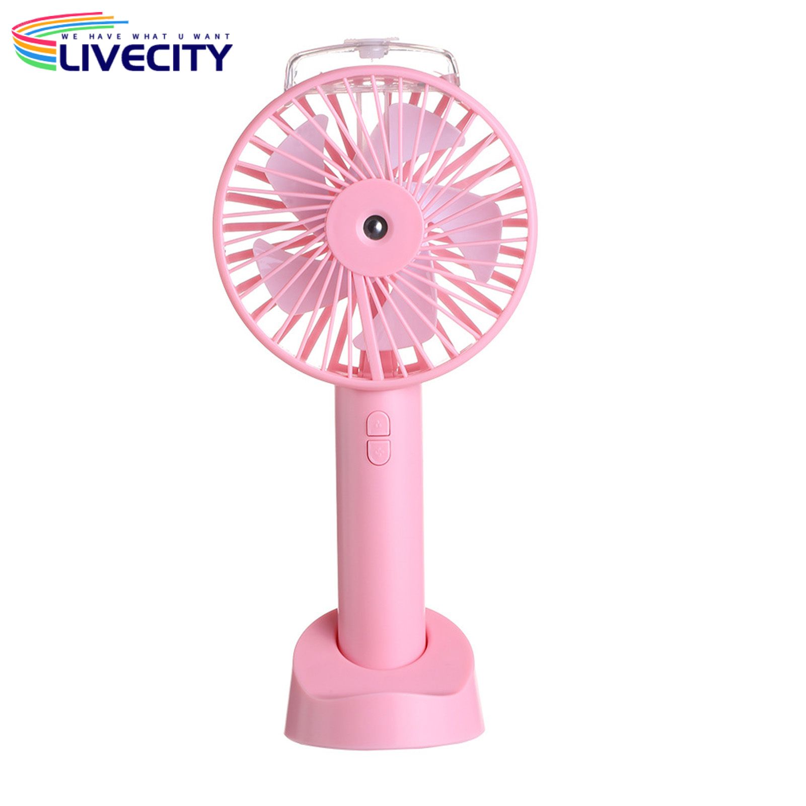 Portable Handheld Spray Electric Fan Humidification Cooler Mobile Phone Holder for Car Office Desktop