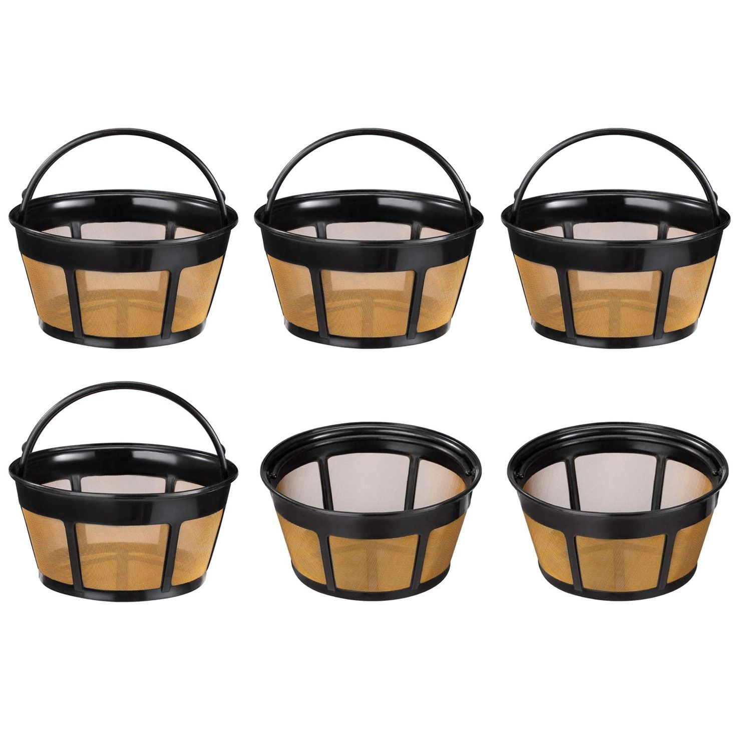 Reusable Coffee Filter,6 Pack Basket Coffee Filters Replacement Coffee Filter with Stainless Steel Mesh Bottom