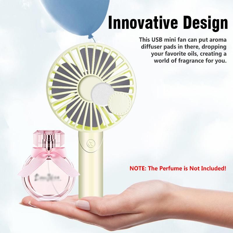 3 Adjustable Speeds Aromatherapy Diffuser Handheld Fan USB Rechargeable Desktop Cooling Quiet Fans With Phone Holder For Smartphone Home Office Travel Outdoor