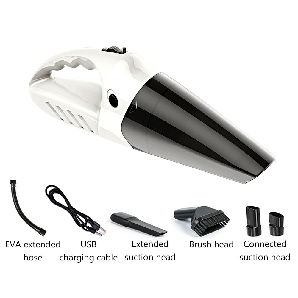 Wireless Handheld Vacuum Cleaner 120W 4000Pa Car Home Strong Cyclone Suction Wet & Dry Dual Use Powerful Car Vacuum Cleaner-white