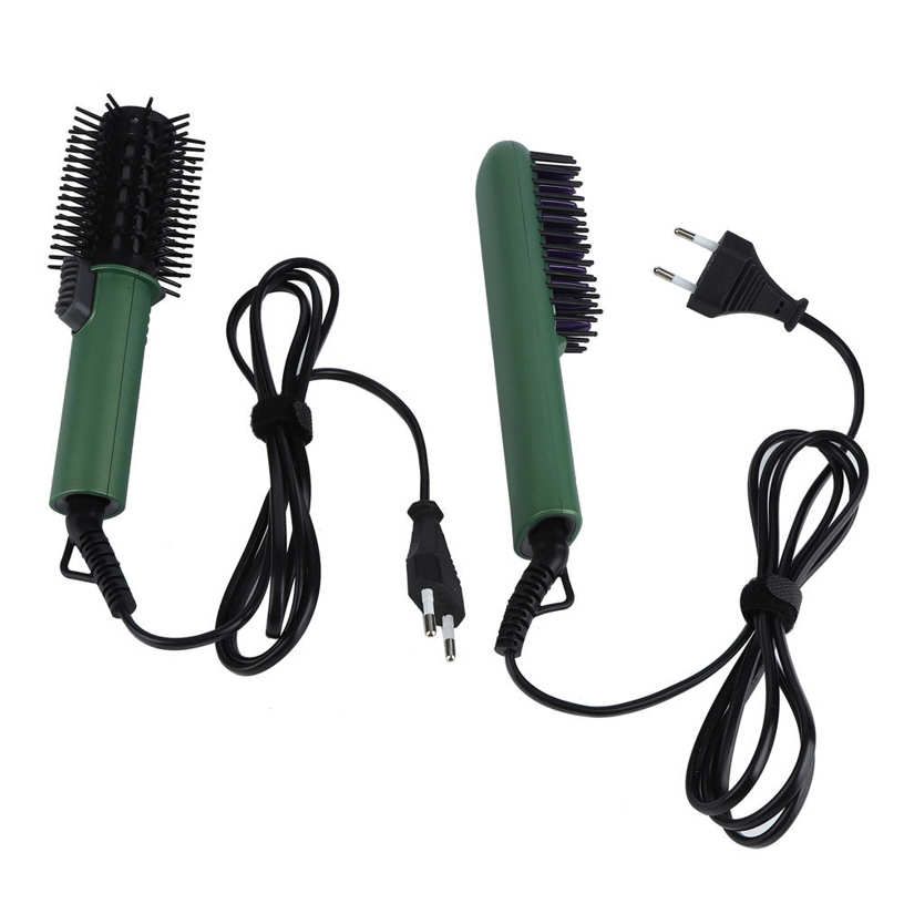 Hair Curling Iron Straightener Curler Portable Electric Styling Comb Tools for Home Use EU Plug 220‑240V