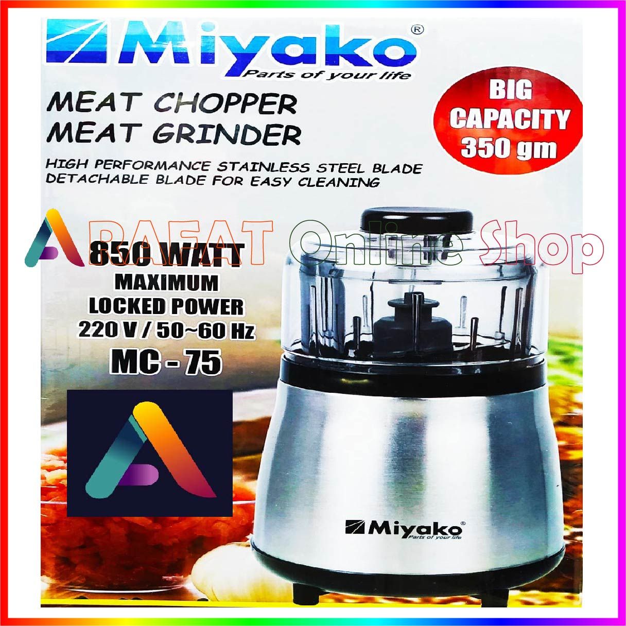 Miyako Meat Chopper Full Copper Motor | Big Capacity 350gm | 850 Watt | Model MC-75