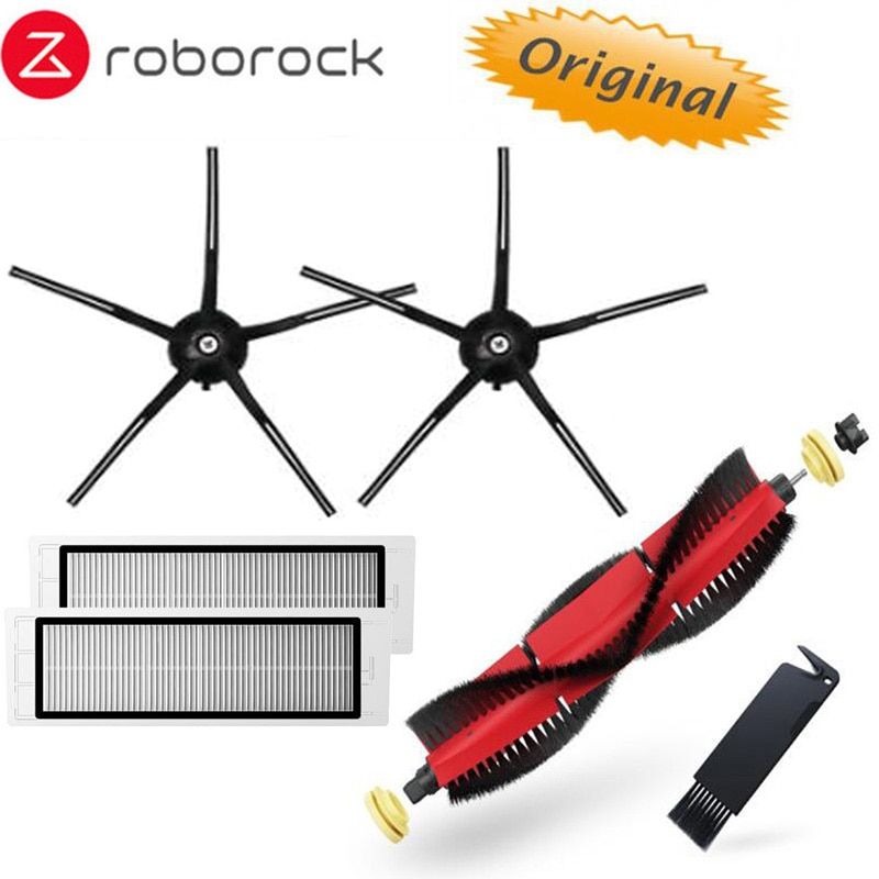 Roborock Detachable Main Brush,5 Arms Silicon Side Brush Roll Brush For Roborock S6 S50 S5max S6 MaxV S4 E4-pack v2 black