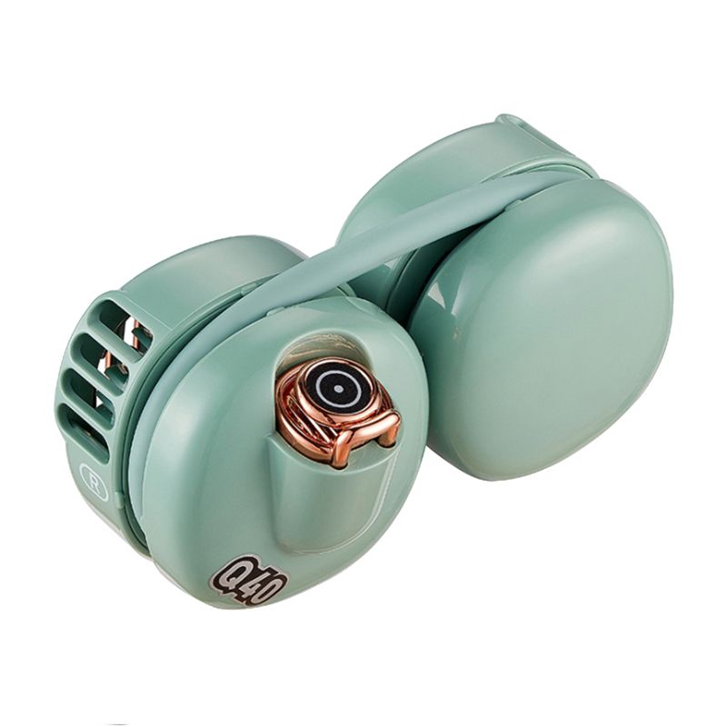 Handsfree Neck Fan 4 Wind Speed Portable Wearable Cooler Summer Outdoor Travel Neck Hanging Electric Fan(Green)