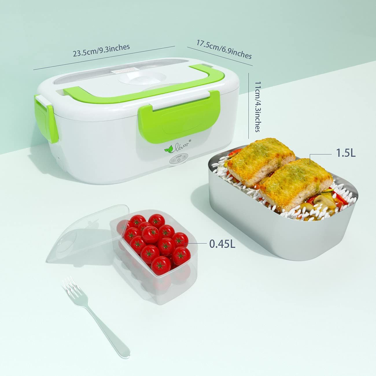 2In1 Electric Lunch Box , Two Compartments Food Warmer Food Heating Tiffin Box Portable