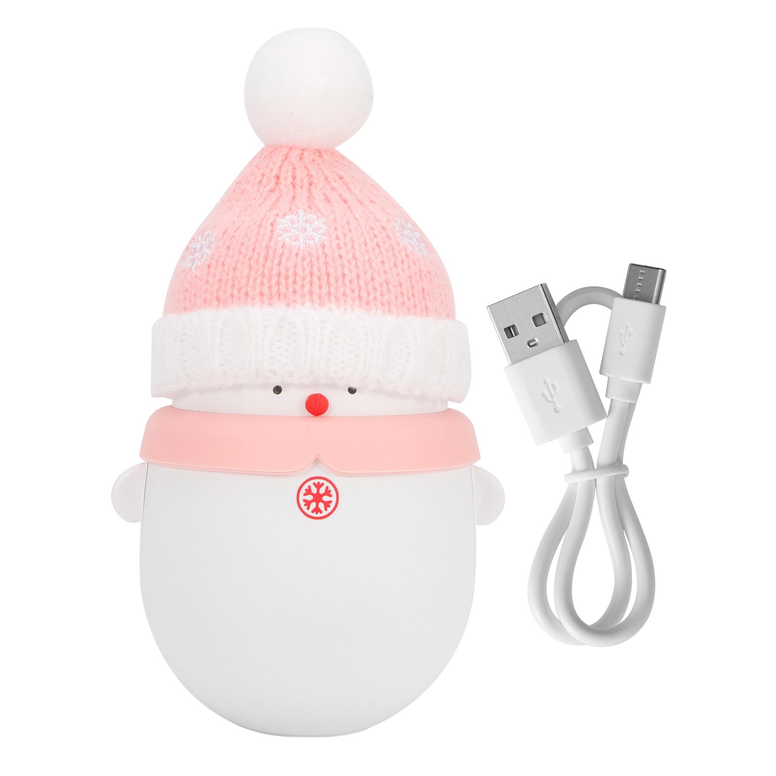 Cartoon Hand Warmer Snowman 2 in 1 USB Charging Portable Mobile Power Christmas Gift Pink