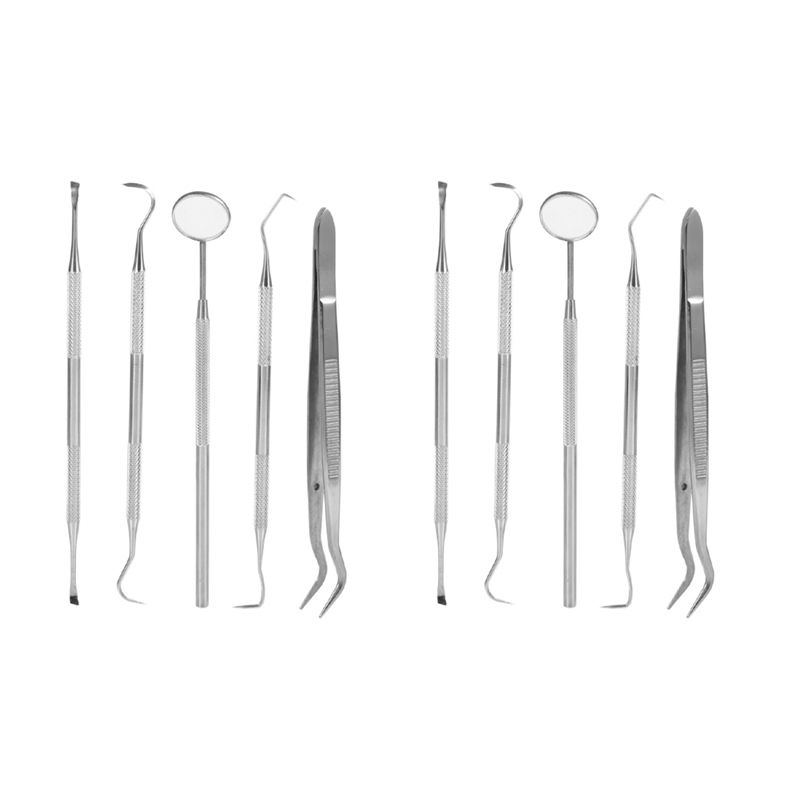 10 Pieces Set Stainless Steel Dentist Dental Care Cleaning Teeth Whitening Dental Floss Dental Hygiene Kit