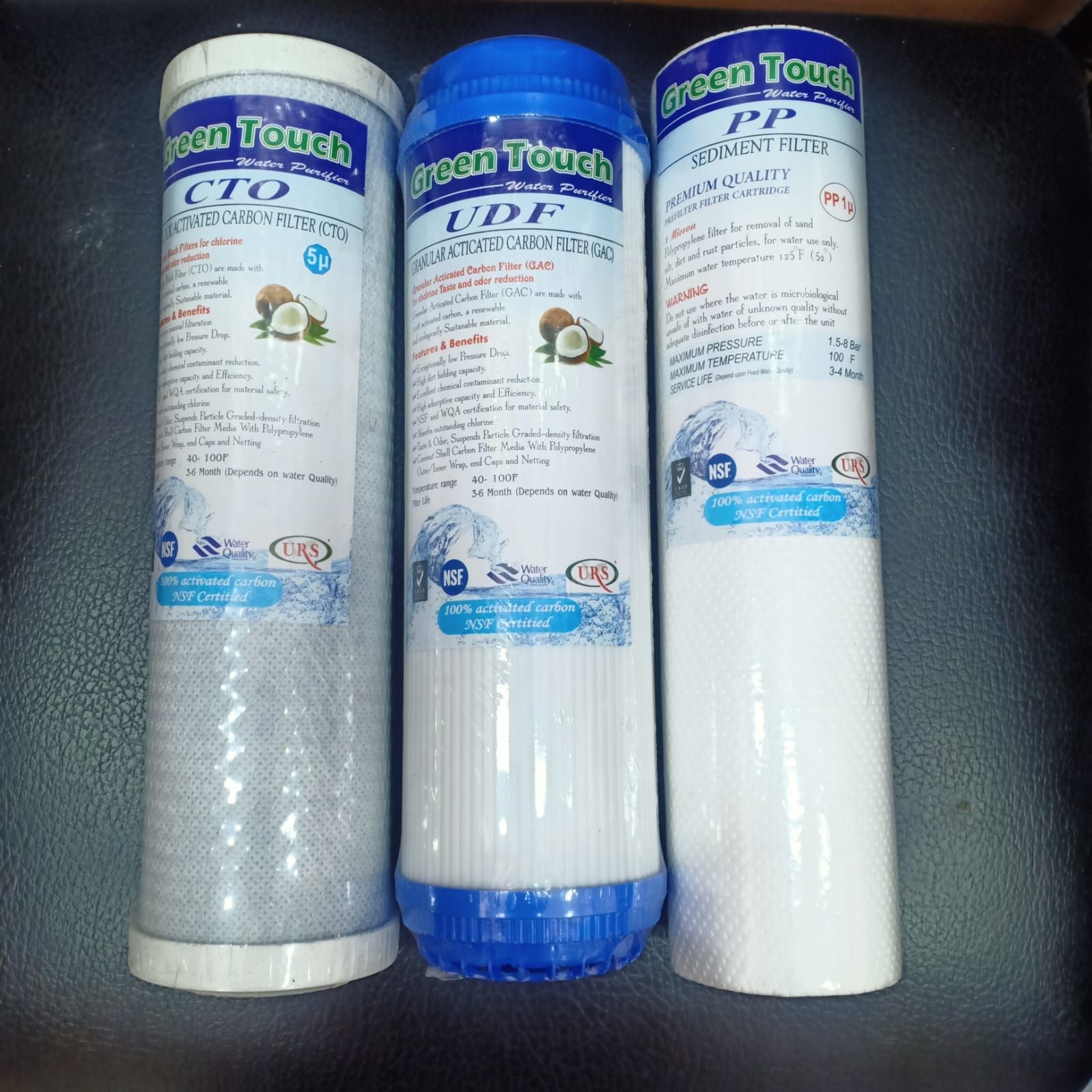 Water Purifier CTO UDF and PP Filter 10"  3 in 1 Combo offer Green Touch Brand