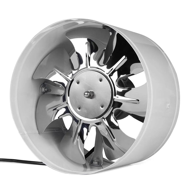220V Inline Duct Fan Booster Exhaust Blower Air Cooling Vent White - 4 Inch
