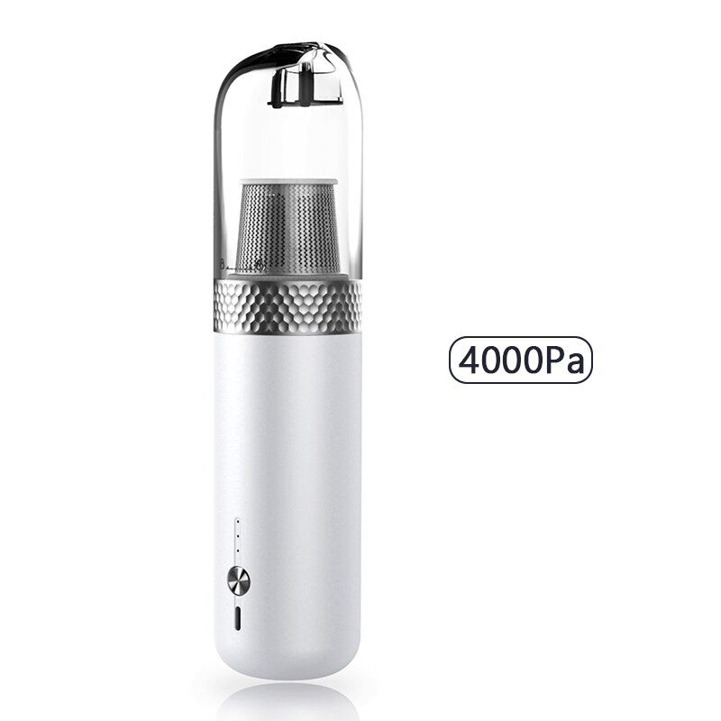 2 In 1 Air Pump Inflator Handheld Vacuum Cleaner 17KPa USB Rechargeable Portable Cordless Handheld Vacuum Cleaner for Car Home-B-4000Pa-White