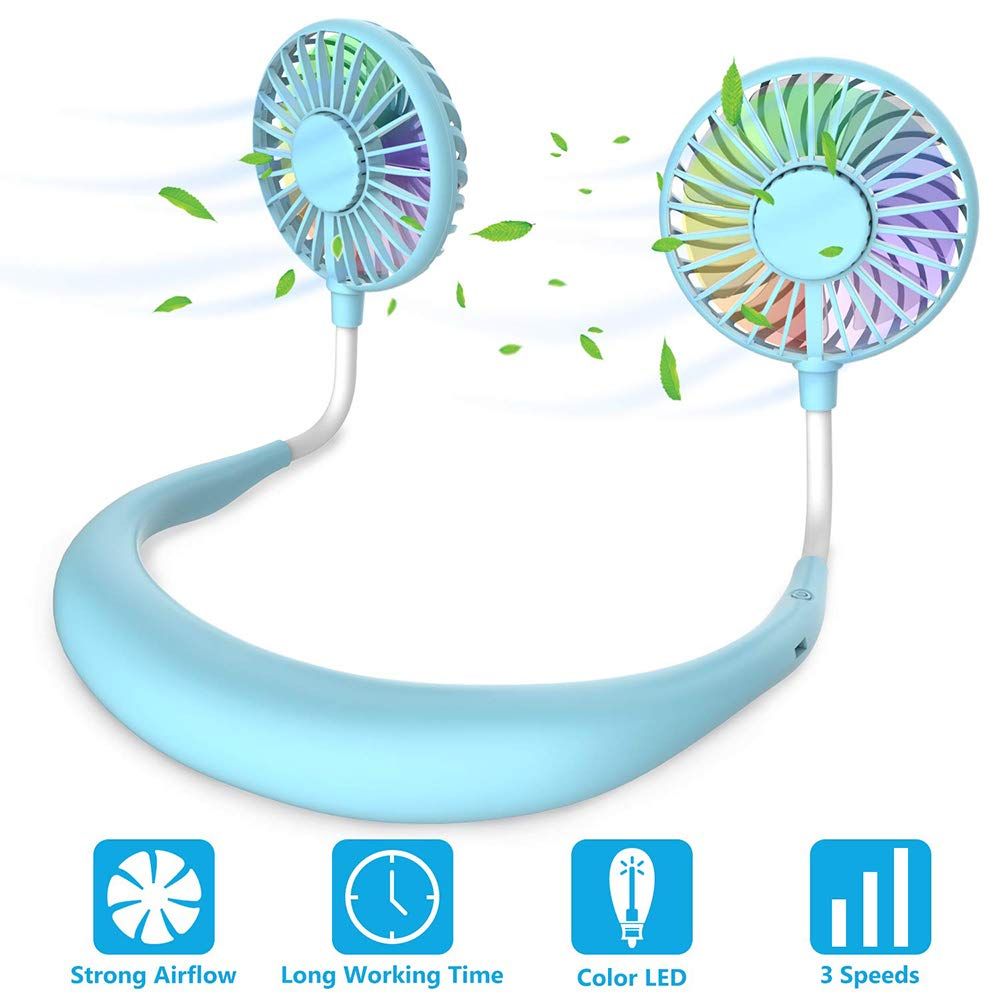 Hanging Neck Double Head Fan Rechargeable Portable Mini Sports Fan with Aromatherapy Features Mini Air Conditioner