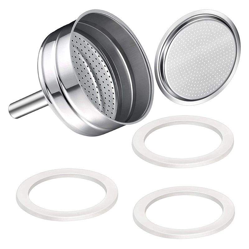 6-Cup Moka Coffee Machine Replacement Funnel Kits Compatible for Moka Express, 3 Packs Replacement Gasket Seals