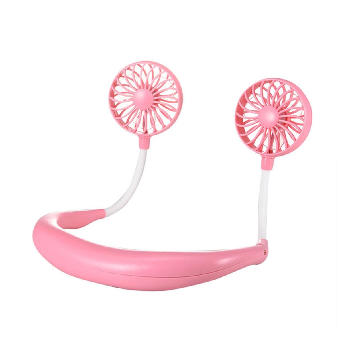 USB Hand Free Personal Neck Band Portable Fan - Pink