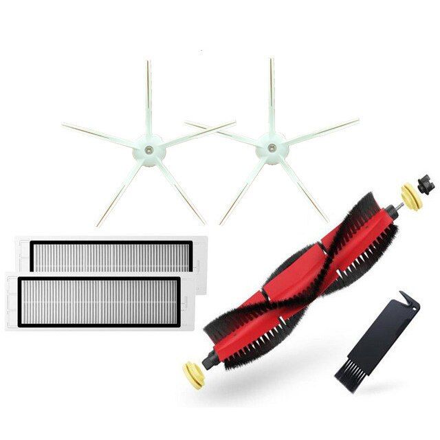 Roborock S5 Max S6 S50 S6 MaxV S4 E4 Detachable Main Brush Accessories, Silicon Side Brush Washable Filter-White package 2