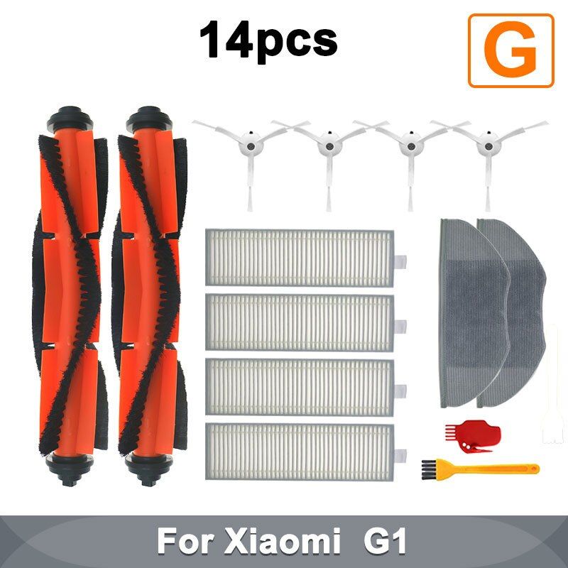 HEPA Filter Side Brush Main Brush  Mop Cloths accessories for XiaoG1 Robot Vacuum-Mop  Mijia Cleaner spare parts-14pcs