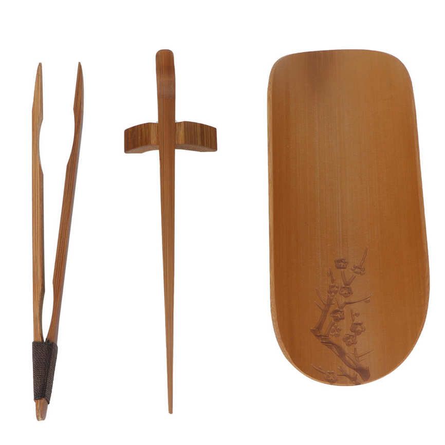 Tearoom Set Bamboo Tea Clip Scoop 4Pcs/Set for Office Room