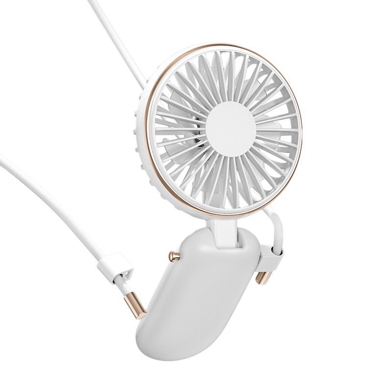 Benks Portable Hanging Neck Fan USB Wearable Personal Handheld Table Desk Fan with Lanyard Stand for Outdoor,White
